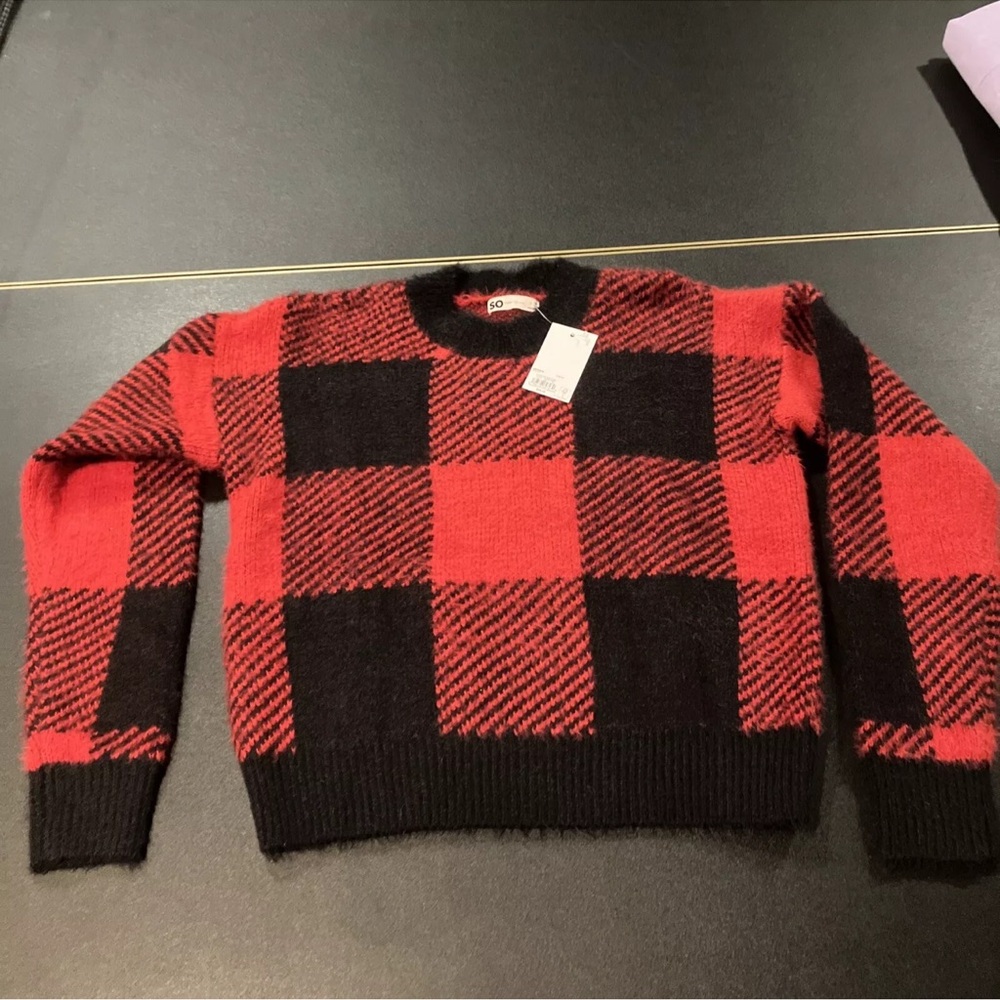 SO Red and Black Crewneck Sweater
